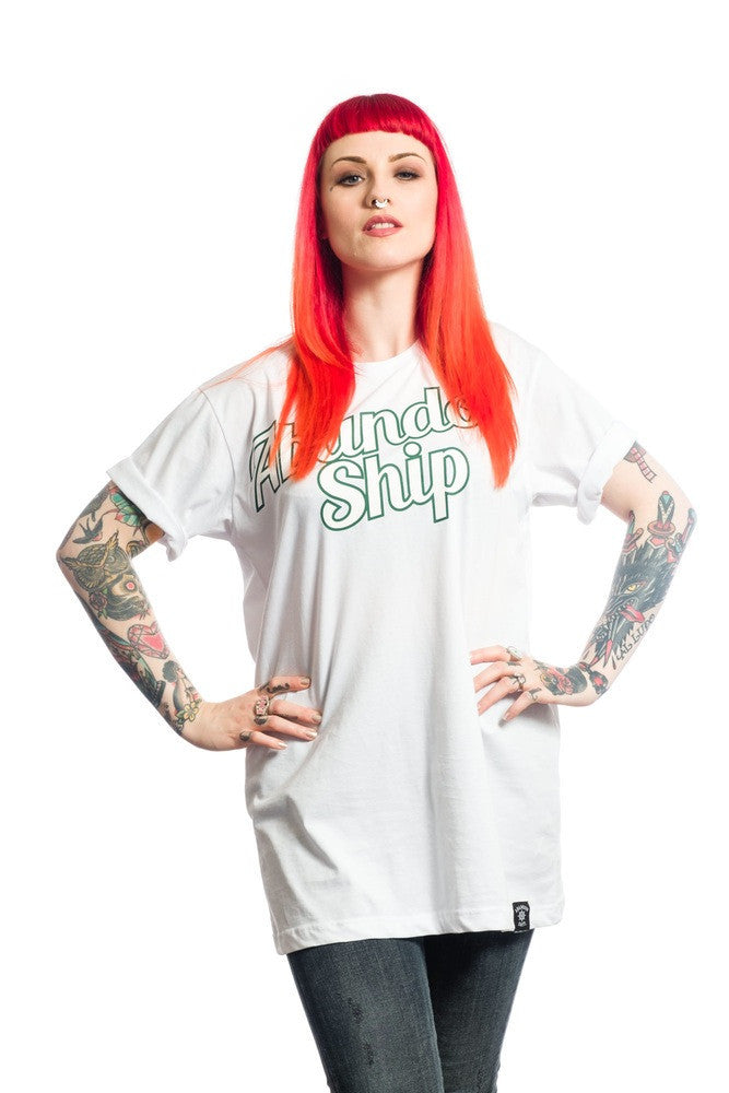 Abandon Script Tshirt White- Unisex