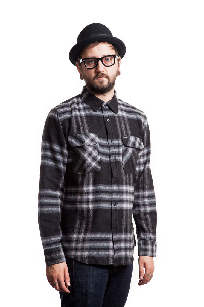Brixton Bowery Flannel Shirt Grey/Black