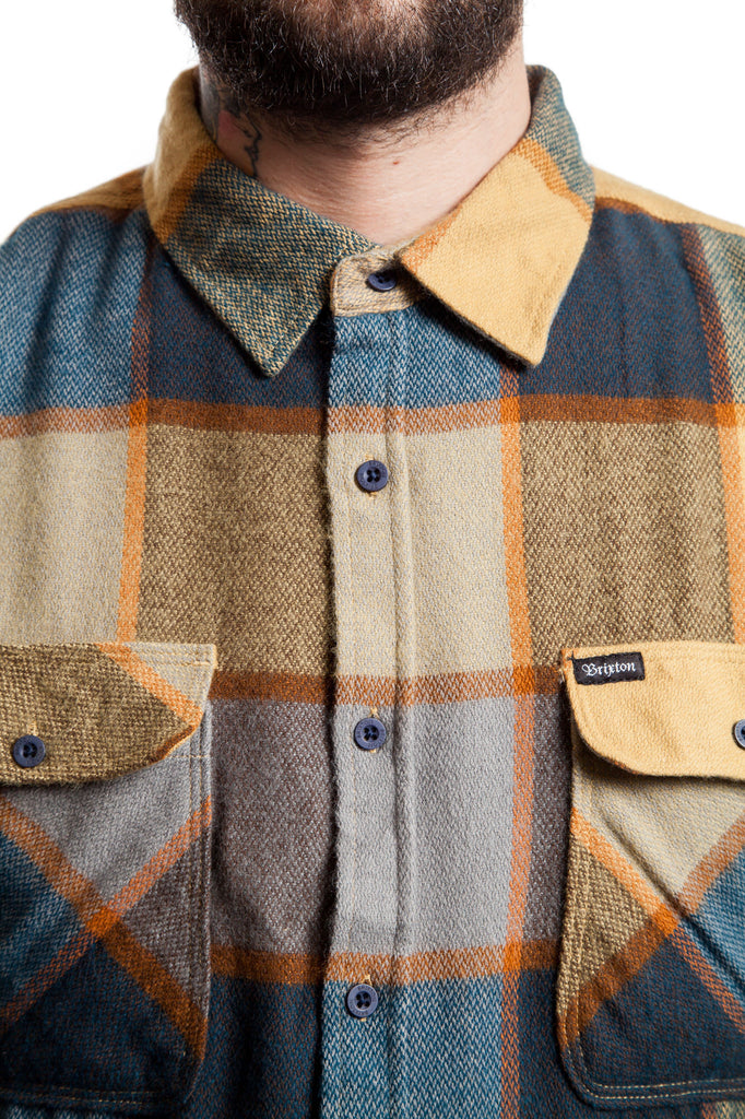 Brixton Bowery Flannel Shirt Yellow/Charcoal