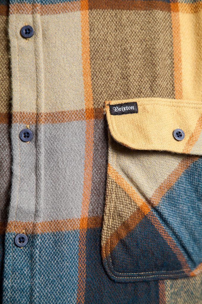 Brixton Bowery Flannel Shirt Yellow/Charcoal