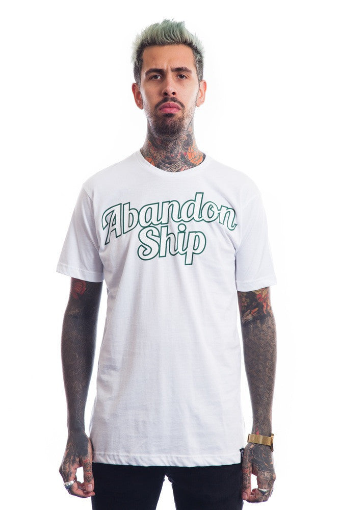 Abandon Script Tshirt White- Unisex